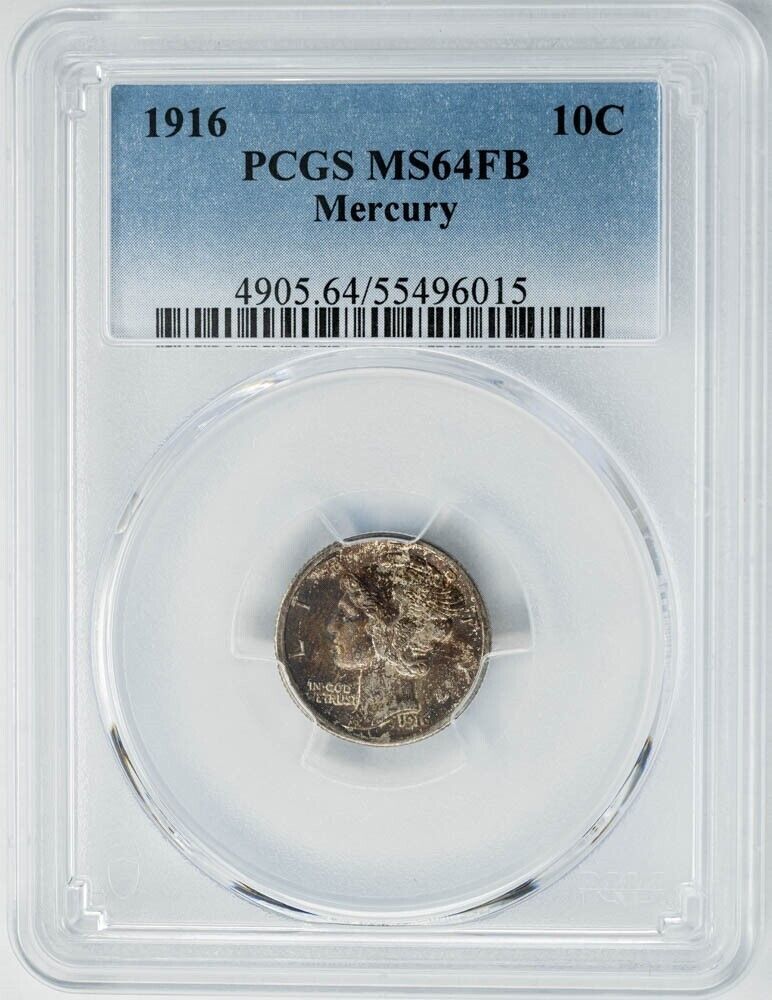 1916 Mercury Dime 10c MS64 FB PCGS 949875-13