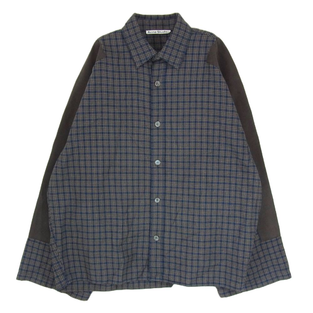 ACNE STUDIOS アクネストゥディオズ FN-MN-SHIR000785 CHECK BUTTON UP SHIRT チェック フランネル ボタンアップ シャツ 長袖 ネイビー系 44