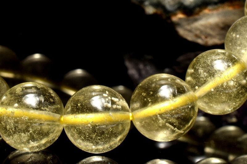 １点物 AAA クリストバライト内包 リビアングラス 9.5mm ブレスレット パワーストーン 天然石 _MA9535