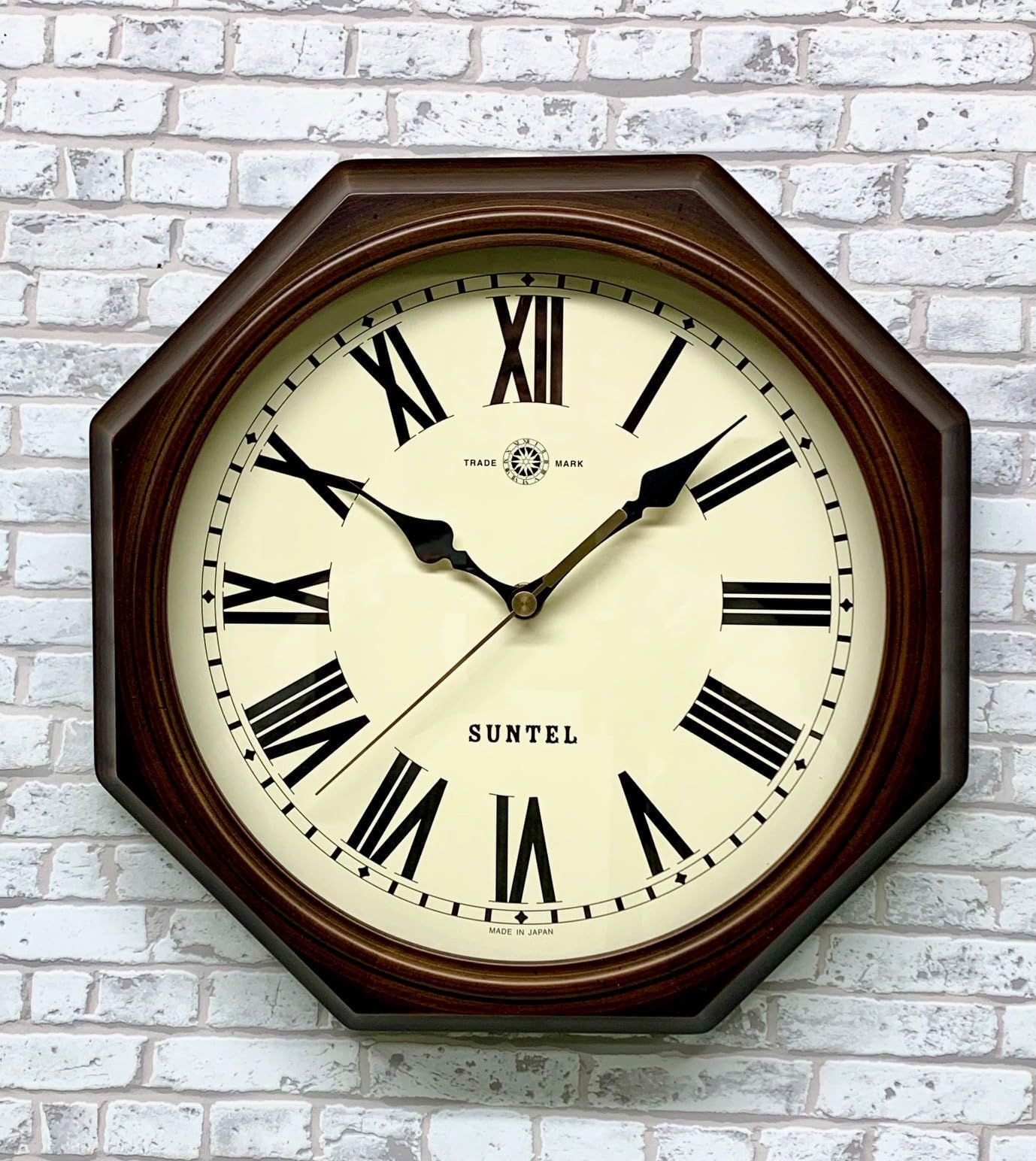 天然木レトロ8角掛け時計 ローマ文字