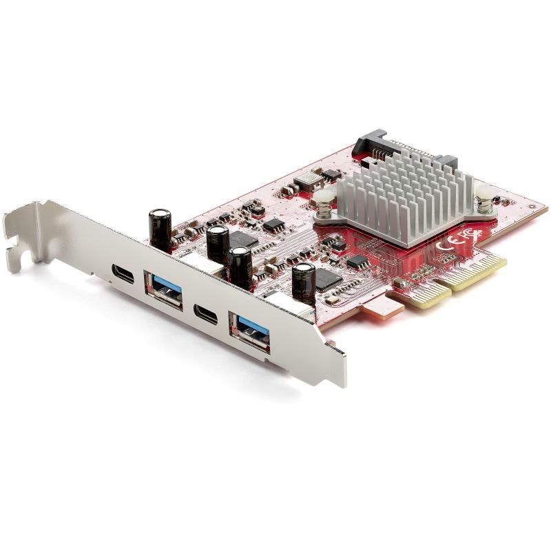 StarTech.com 4ポート増設PCI Expressインターフェースカード 10Gbps USB 3.1 Gen2拡張カード PCIデュアルコントローラ 2x USB-C 2x USB-A