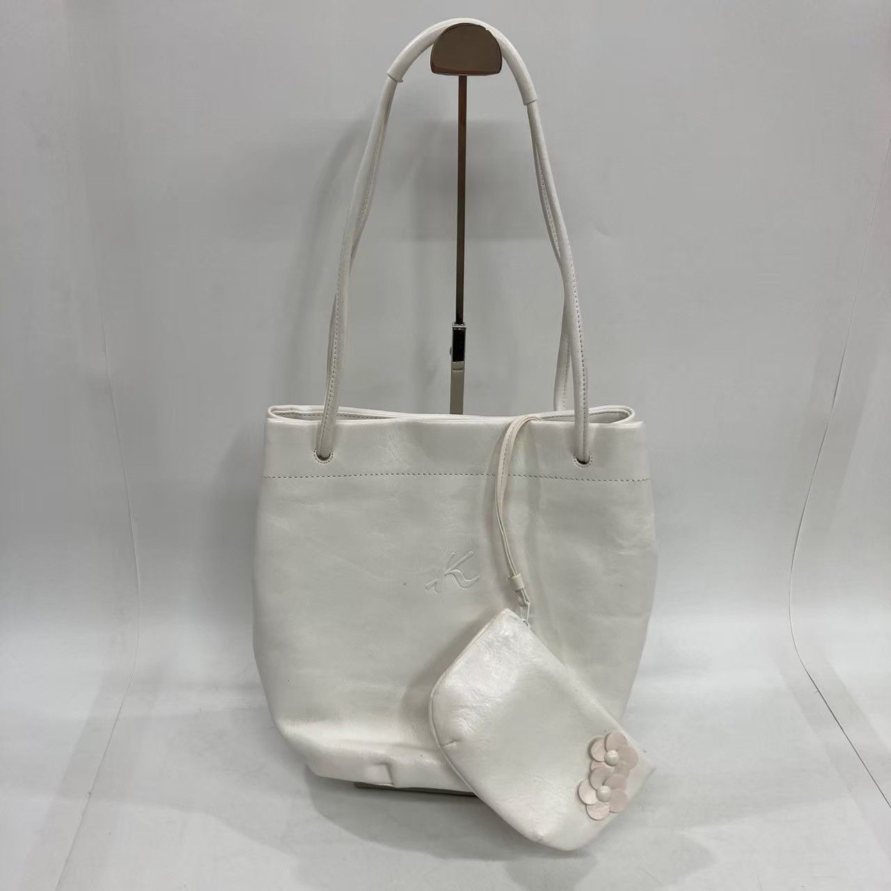 ☆M30 Kitamura キタムラ レザー トートバッグ 肩掛け ホワイト 