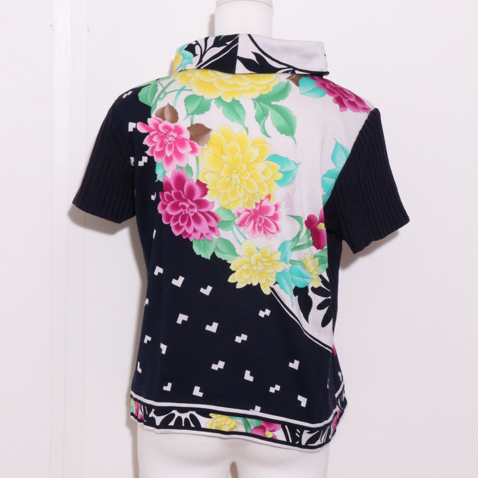 LEONARD レオナール 半袖シャツ トップス 花柄 M L 白 ホワイト LEONARD 花柄 半袖トップス