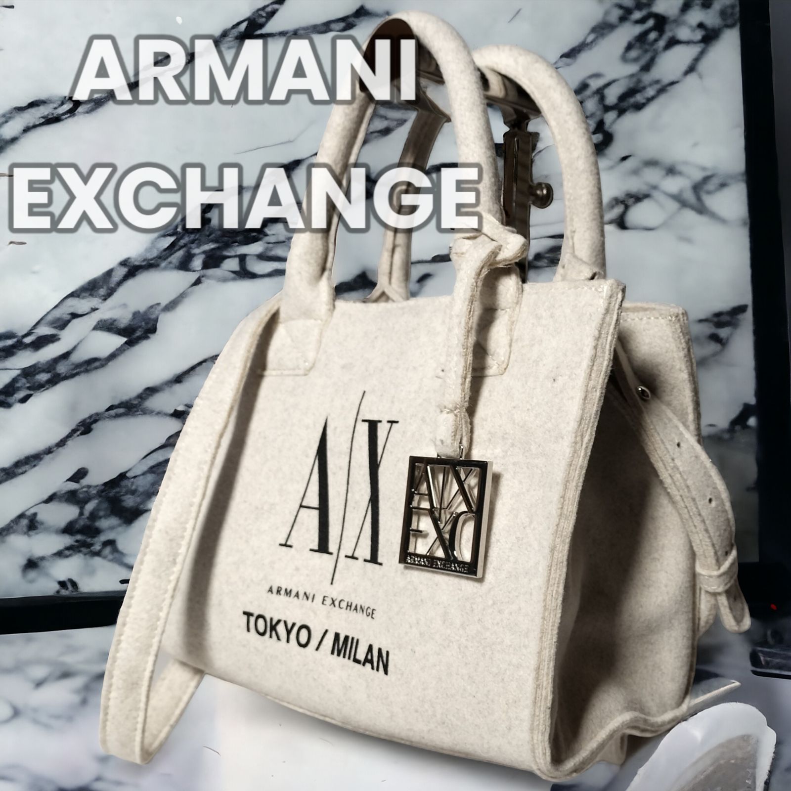 最終値下げ中✨【限定品✨原宿店オープン記念】 アルマーニエクスチェンジ ミニトートバッグ ショルダーバッグ ハンドバッグ 2WAY 白 - メルカリ