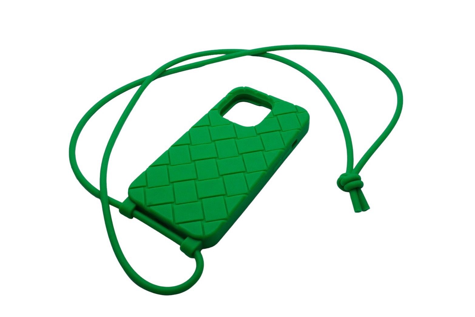 iPhone14proケース ストラップ Bottega パラキート グリーン②