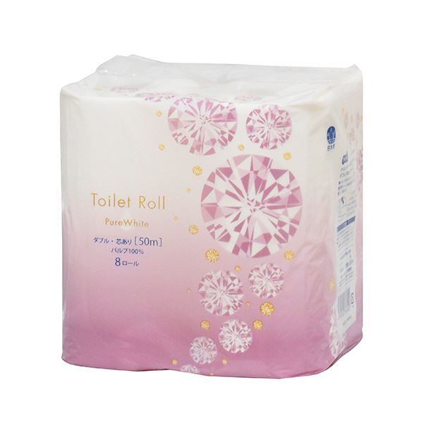 まとめ TANOSEE トイレットペーパーピュアホワイト ダブル 芯あり 50 m 48ロール 8ロール