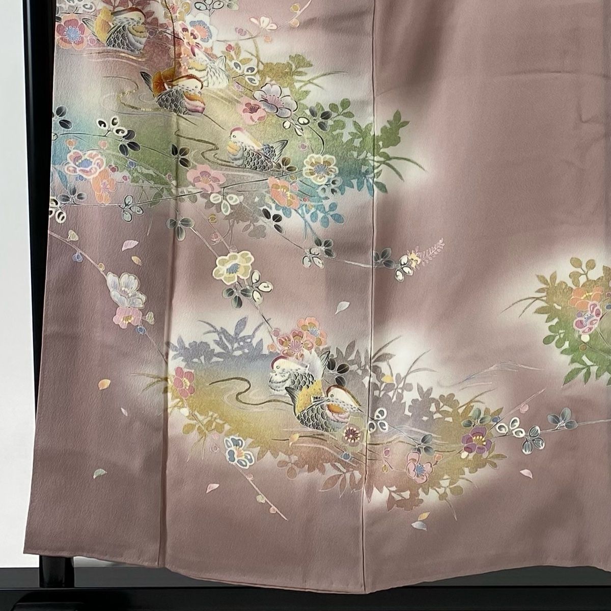 在庫一掃】 訪問着 身丈159cm 裄丈63.5cm S 袷 草花 流水 絞り 金彩  