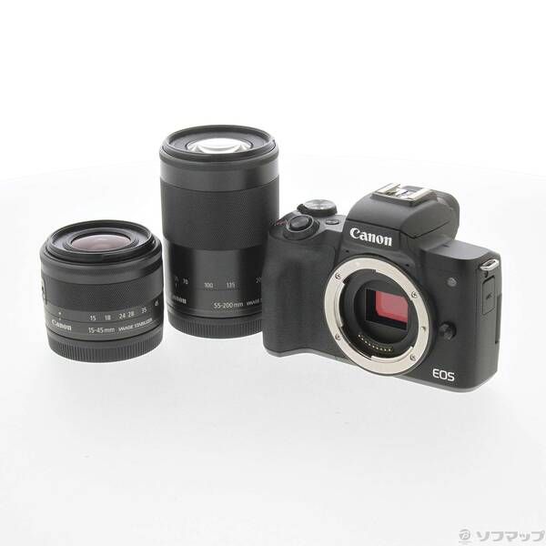 EOS kiss M2 ダブルズームキット ブラック 中古 中古品〕 EOS Kiss M2 ダブルズームキット ブラック【348