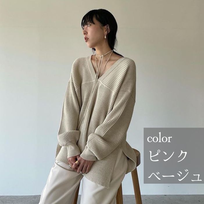 新品 CLANE MIX COLOR STRING WIDE KNIT TOPSクラネ ミックスカラーストリングワイドニットトップス アイボリー  ピンク - メルカリ