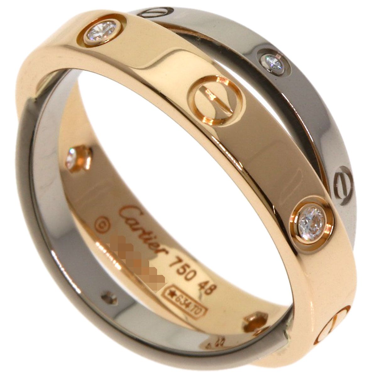CARTIER カルティエ ビーラブリング 6P ダイヤモンド 48 リング 指輪 K18PG K18WG レディース