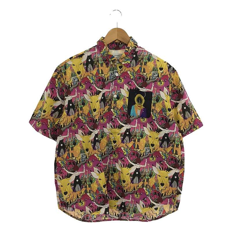 【新品】  graniph / グラニフ | × YUSUKE NAKAMURA / 中村佑介 総柄 プリント シャツ | S | マルチカラー | メンズ 人気・おすすめ｜扱いやすい・軽量タイプにぴったり 安心対応 配送通知あり お早めに