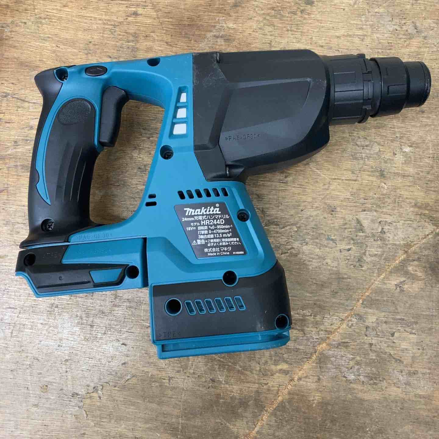 「中古美品！　MAKITA　マキタ　18ｖ　24ｍｍ　ハンマドリル　HR244D」　SDSプラスシャンク　18ｖ/6.0Ahバッテリー1個　充電器　ケース 超美品! マキタ 24mm 18V充電式ハンマドリル HR244DRGX 中古品 makita