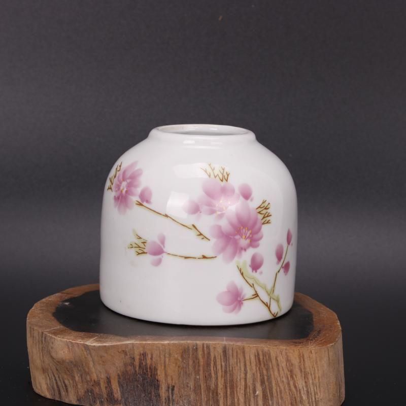 鶴筆洗い 美品 景徳鎮 陶磁器 工芸品 美術品 置物 景徳鎮 磁器 桃花紋筆洗 水孟 書道具 文房具 現代工芸品 美術品