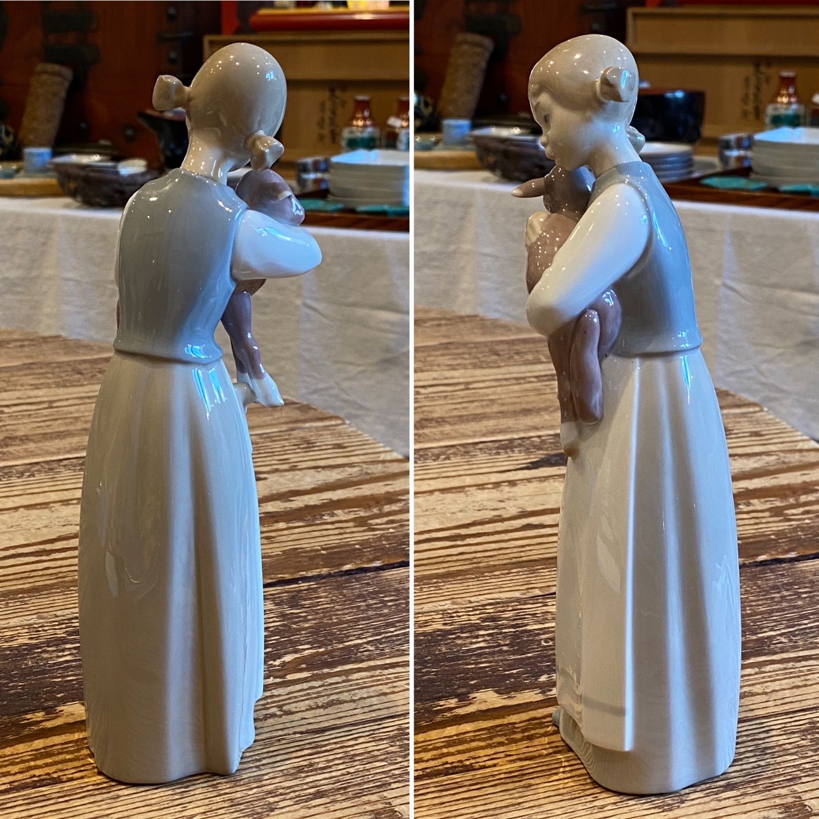 No.49 送料無料 リヤドロ ヤギを抱く少女 LLADRO フィギュリン