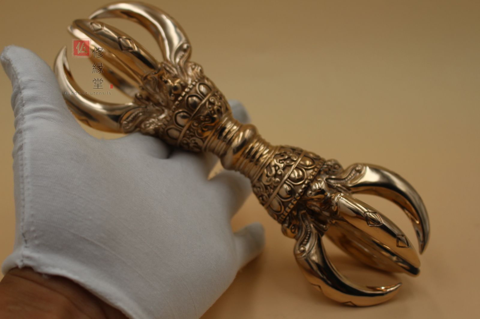 修縁堂】 密教法器 宋式五鈷金剛杵 仏教法具 真鍮製 vajra 23CM
