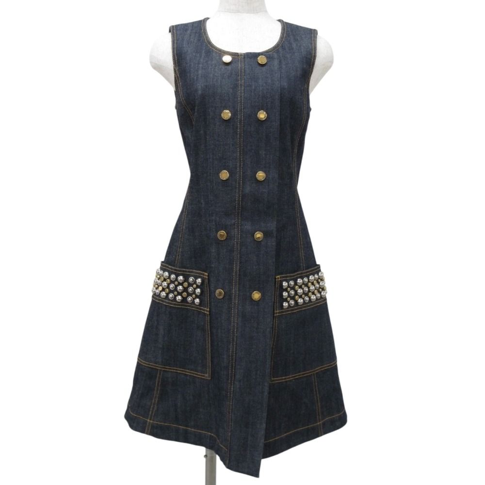 ルイヴィトン ヴィトン ワンピース モノグラム デニム ドレス ブルー
