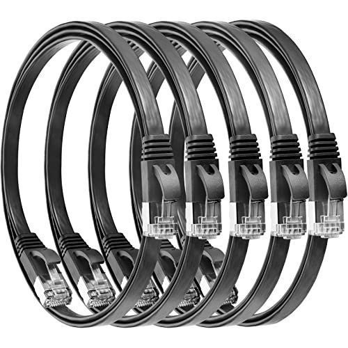 4.CAT7 5本 ブラック_3m 10Gtek LANケーブル CAT7 ウルトラフラット シールド イーサネットケーブル 10Gbps/600MHz CAT7準拠 イーサネットケーブル ツメ折れ防止 RJ45 ネットワークケーブル 5本入り ブラック 3m