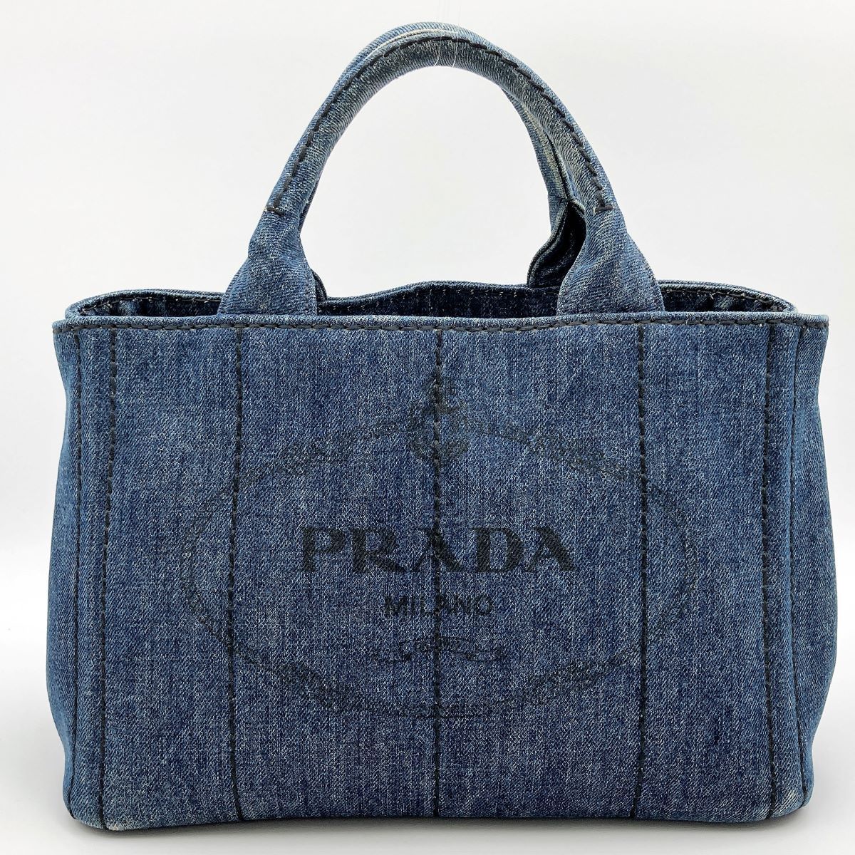 プラダ PRADA カナパ ハンドバッグ デニム レディース-