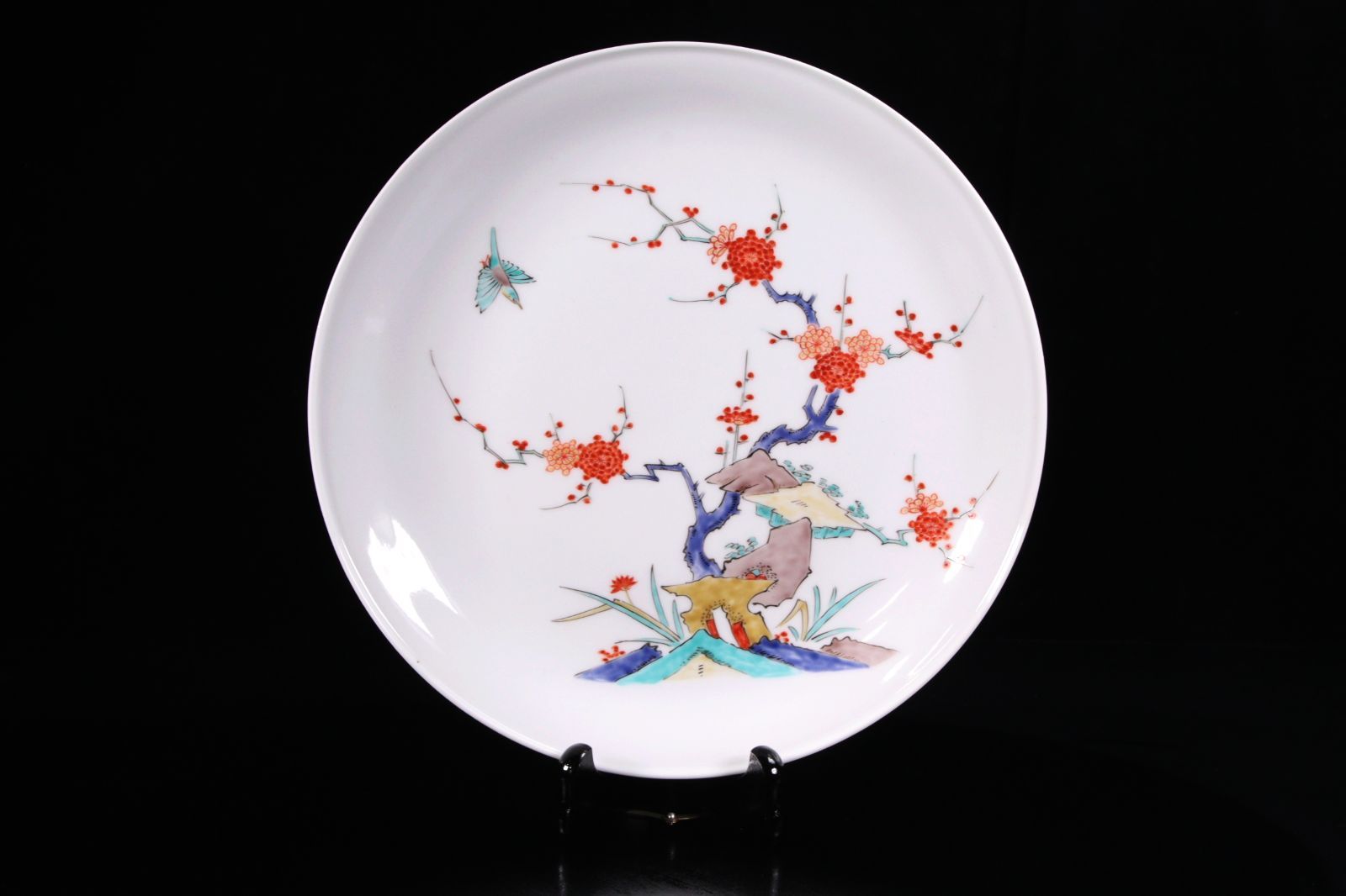 ショップ 十三代 酒井田柿右衛門 梅鳥文額皿 27.5cm 共箱 唐物 骨董 古