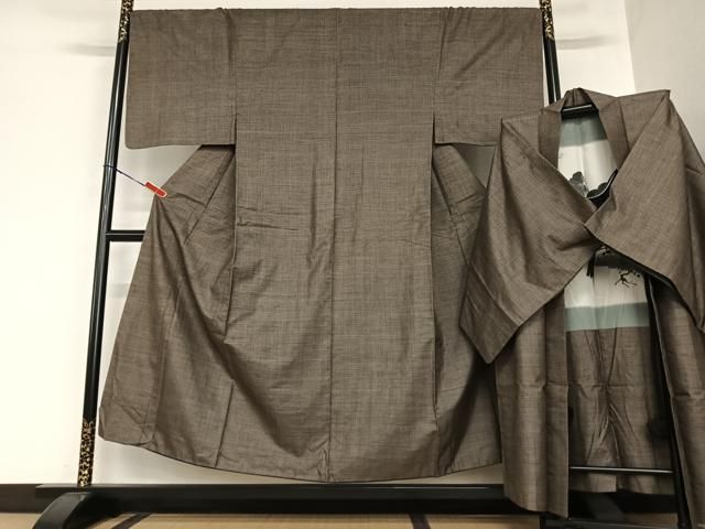 平和屋着物●男性 本場大島紬 アンサンブル 120亀甲 総詰め 正絹 AABA8828zg