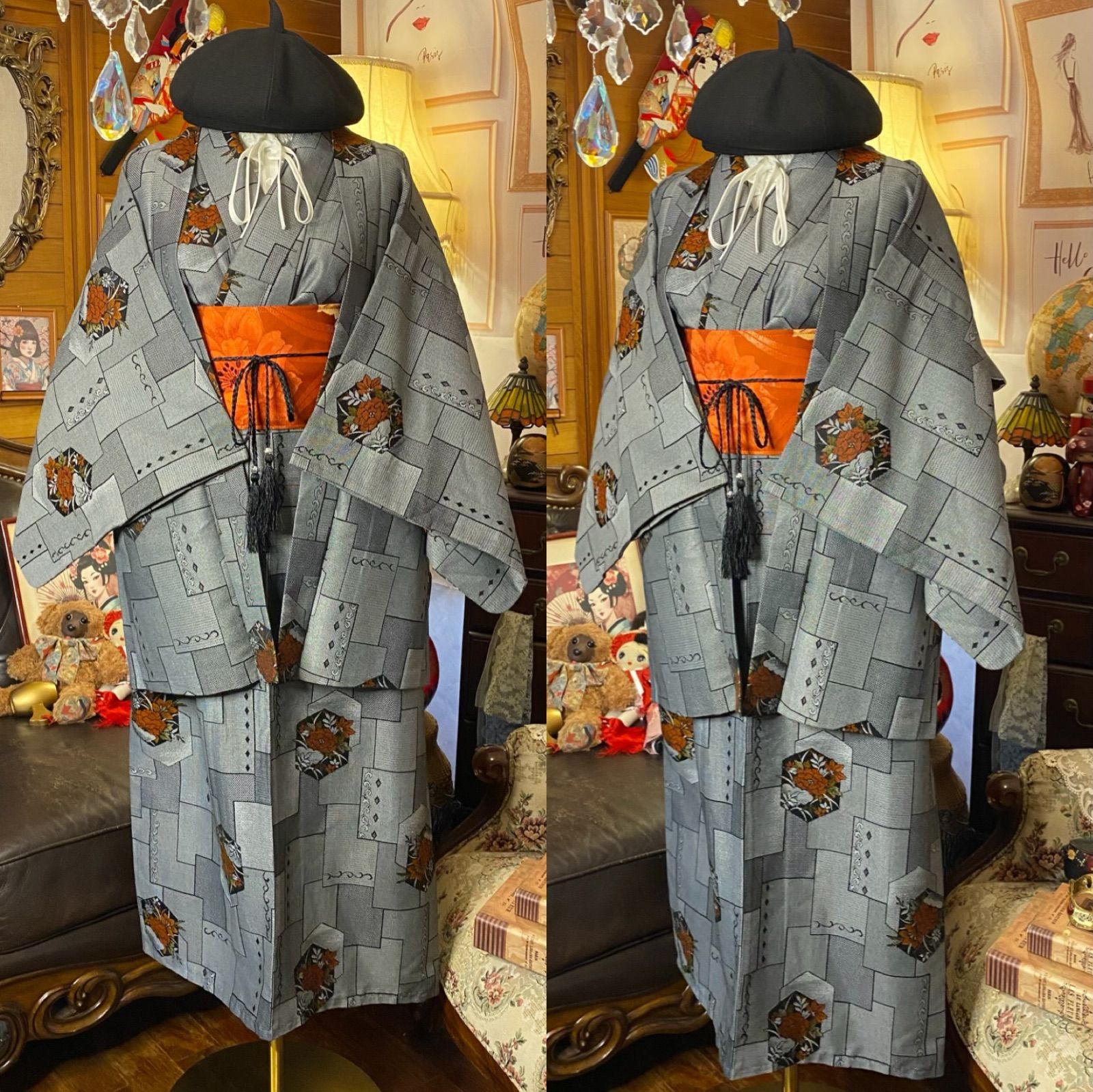 帯サッシュベルト付き 和洋折衷