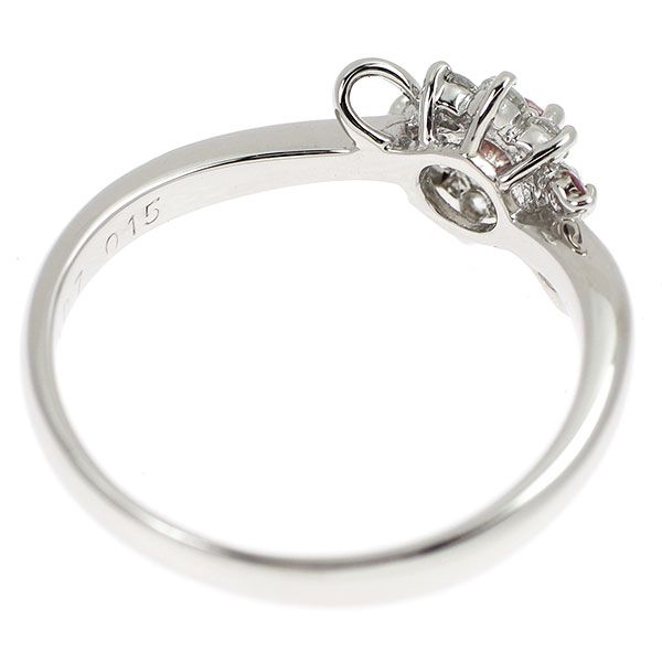 希少 Pt900 天然ピンク / カラーレス ダイヤモンド リング 0.07ct D0  