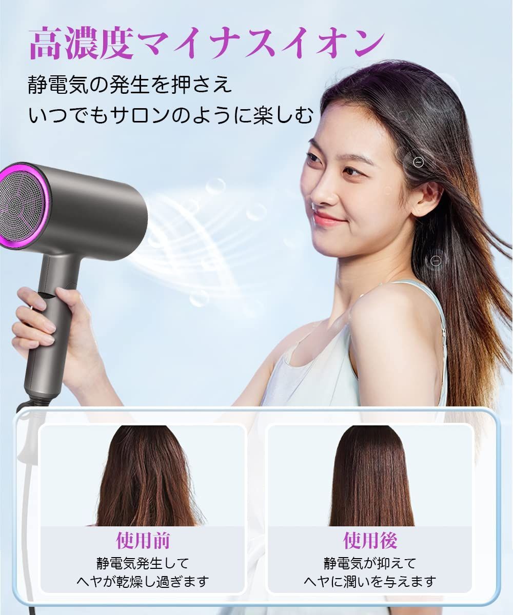 ヘアドライヤー 大風量 マイナスイオン 1300W RCY-7004