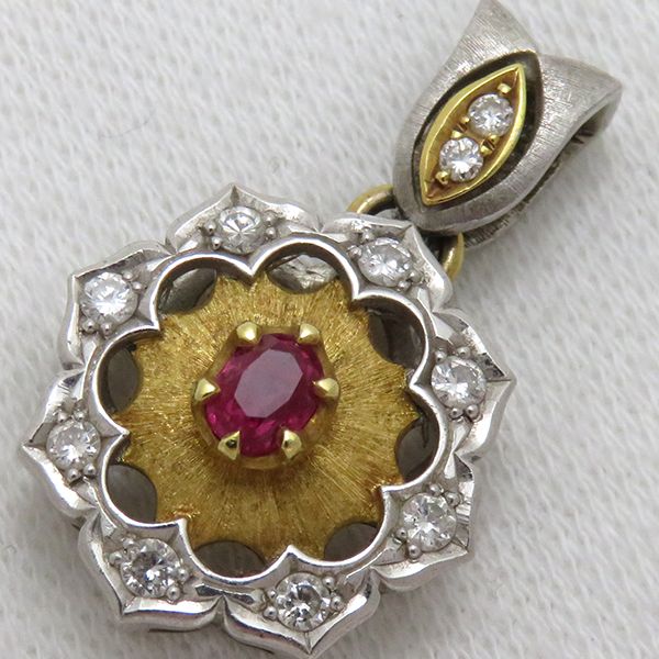 ペンダントトップ ルビー ダイヤ ペンダントトップ K18WG ルビー