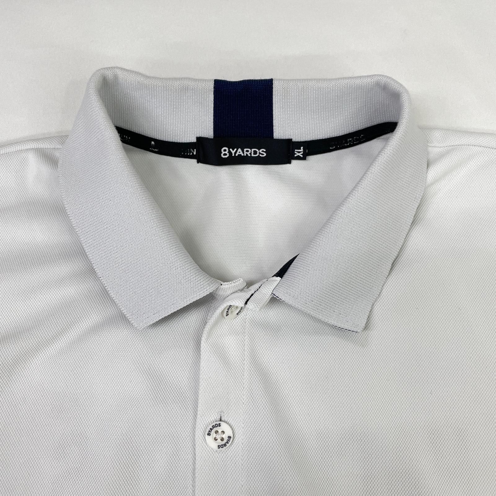 中古 メンズ ハチヤーズ 8YARDS 半袖ポロシャツ XL 白×紺