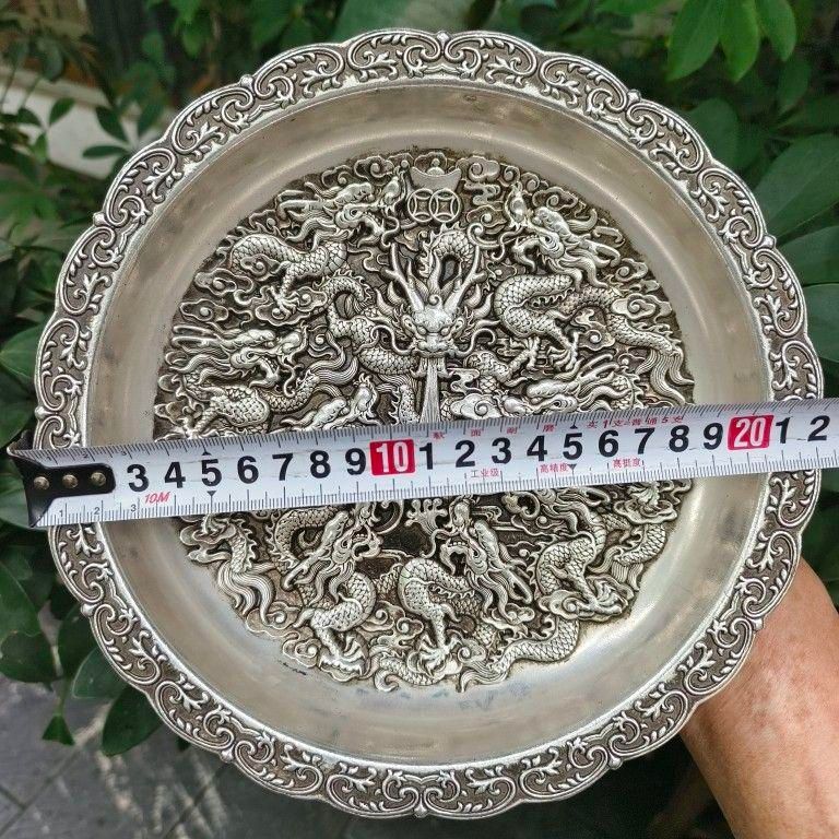 銅細工 九龍皿 書道具 文房具 装飾品 工芸品 美術品 置物 銅細工 九龍獻瑞皿 書道具 文房具 工芸品 置物 美術品 - メルカリ
