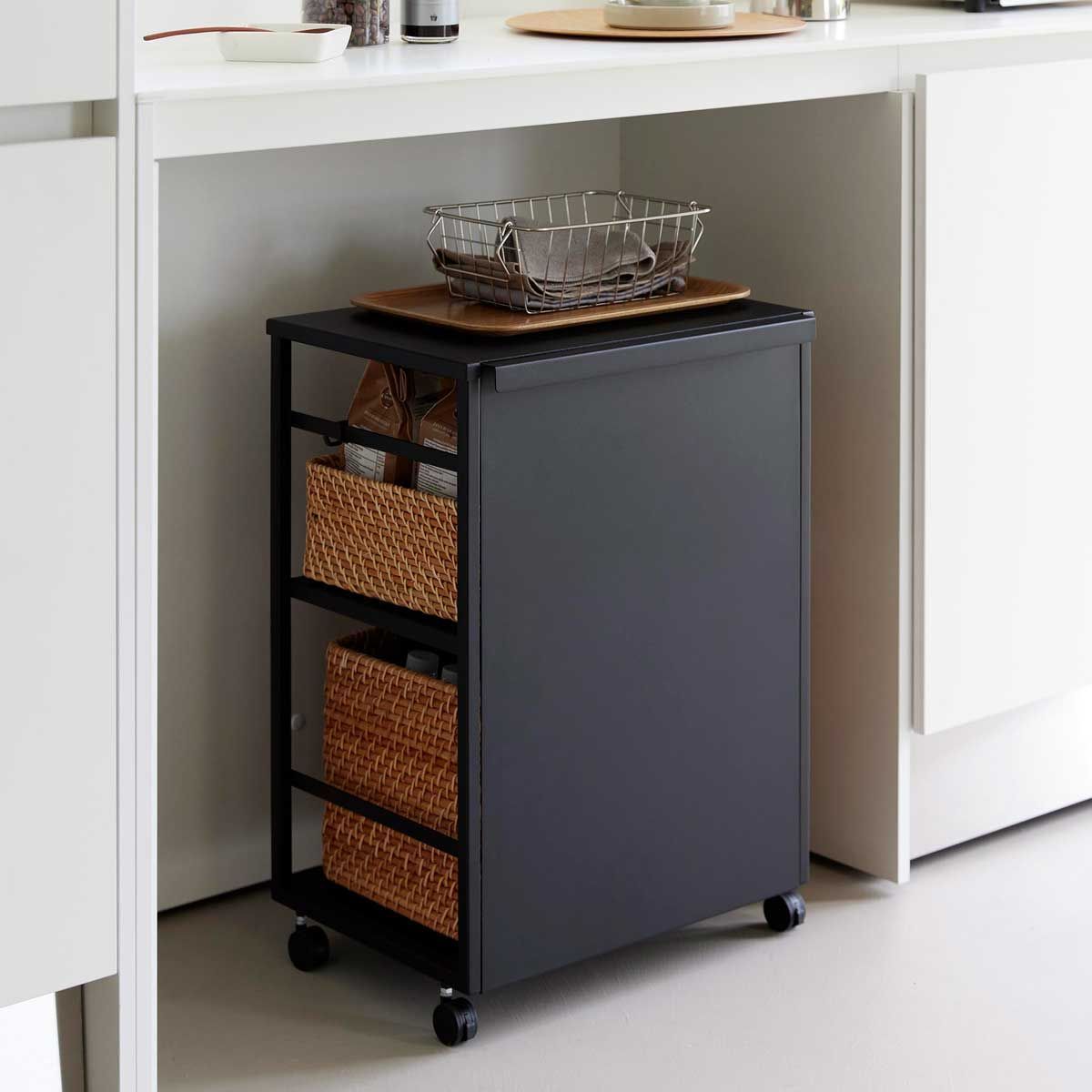 キャスター付きワゴン 山崎実業 tower タワー 目隠しワゴン 天板付き 8467 ブラック SPORTUS 沖縄発送不可