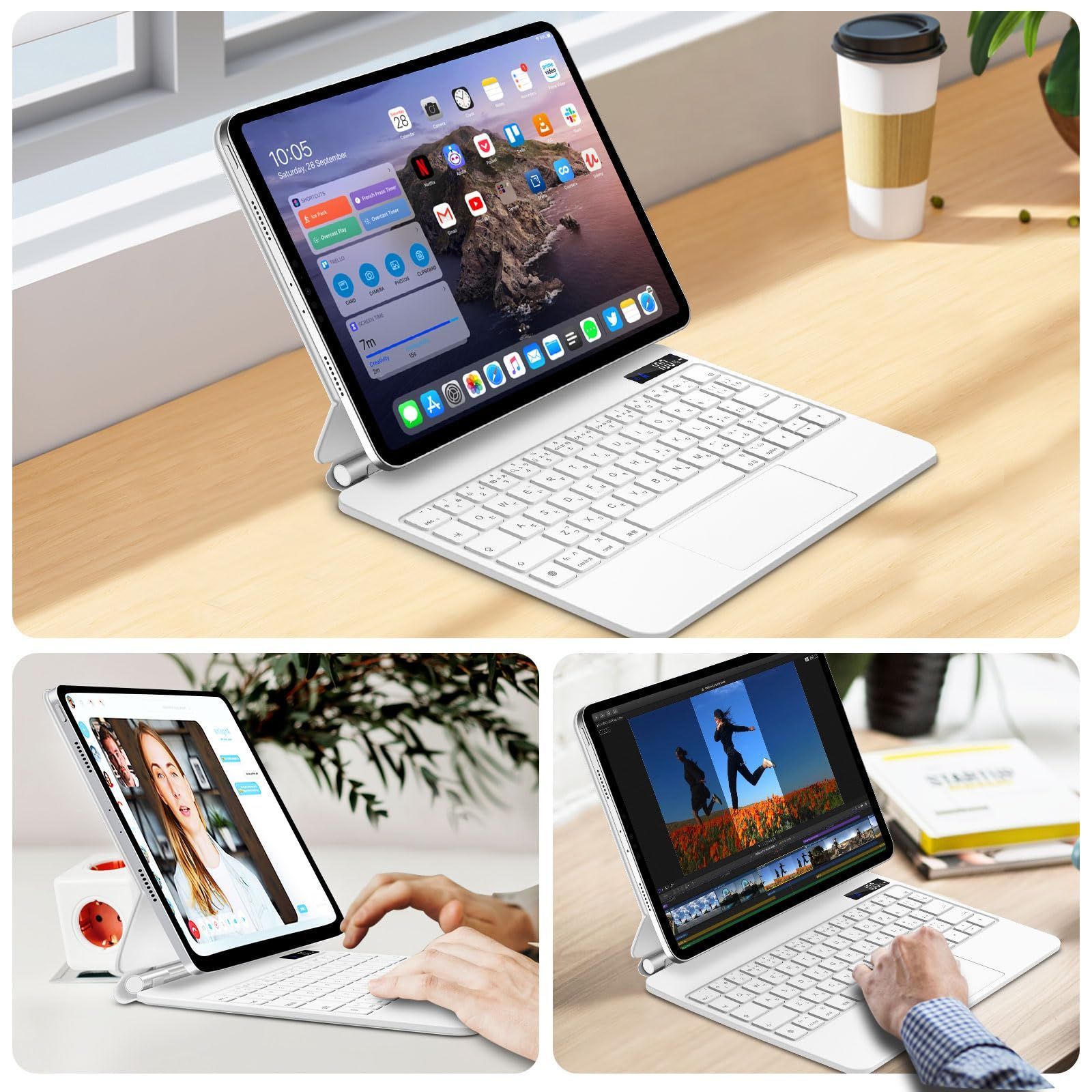 iPad iPad Pro 11第1 2 3 4世代 iPad 11inch対応スマートキーボード Air第4 5 6世代通用 Air6 M2 トラックパッド付きキーボード ケース 2025 7色バックライト付き 磁気吸着ケース GOOJODOQ