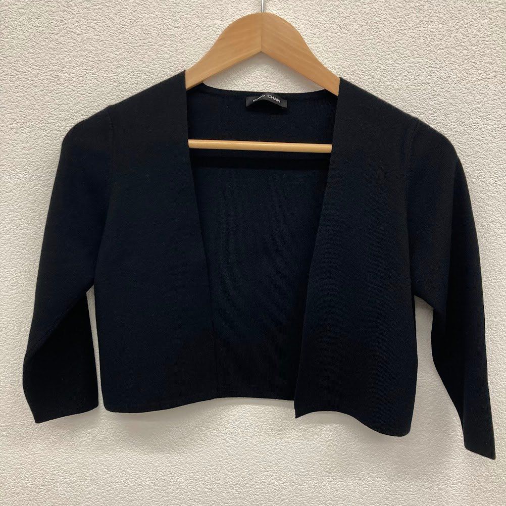 YOKOCHAN バックシルク ショート丈 カーディガン 黒 ブラック 40
