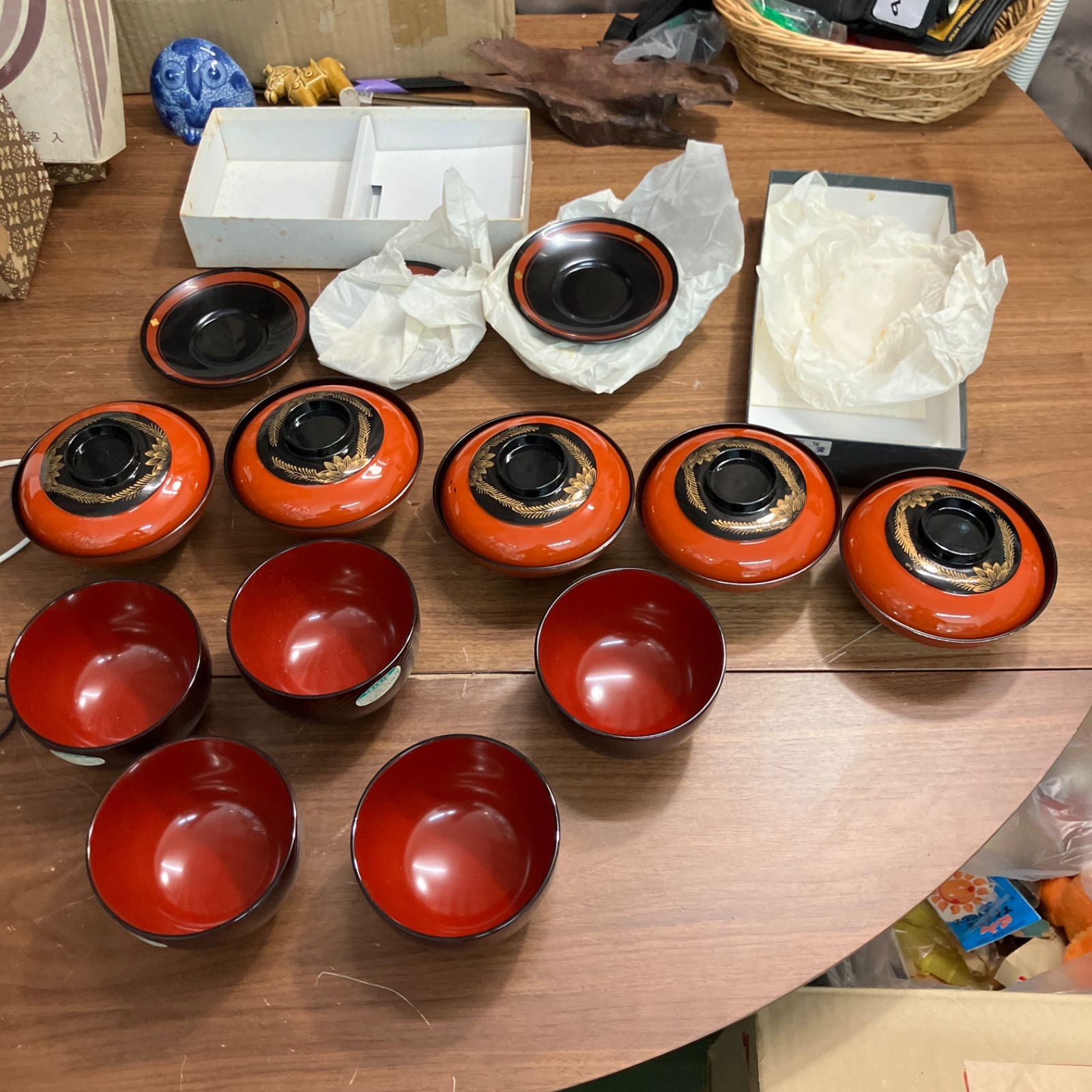 木製漆器 蓋付き煮物椀 5個セット 木製漆器 蓋付き煮物椀 5個セット 【公式通販】