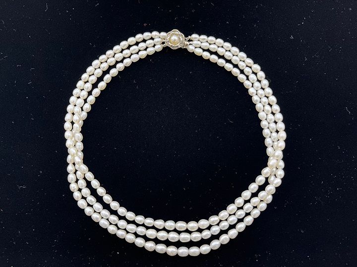 淡水パール ３連チョーカー ネックレス④