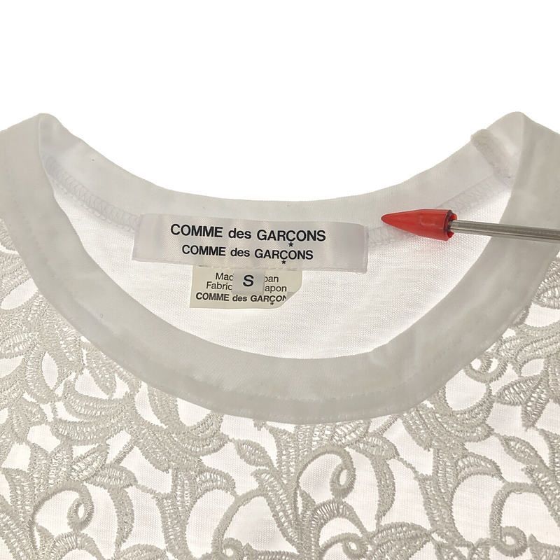 コムデギャルソン　2022SS　エンブロイダリー レース クルーネック Tシャツ コムデギャルソン 2022SS エンブロイダリー レース クルーネック