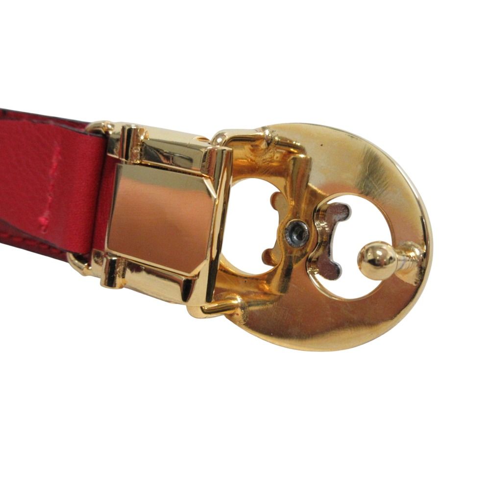 美品 CELINE セリーヌ ヴィンテージ ゴールドバックル レザー ナロー  