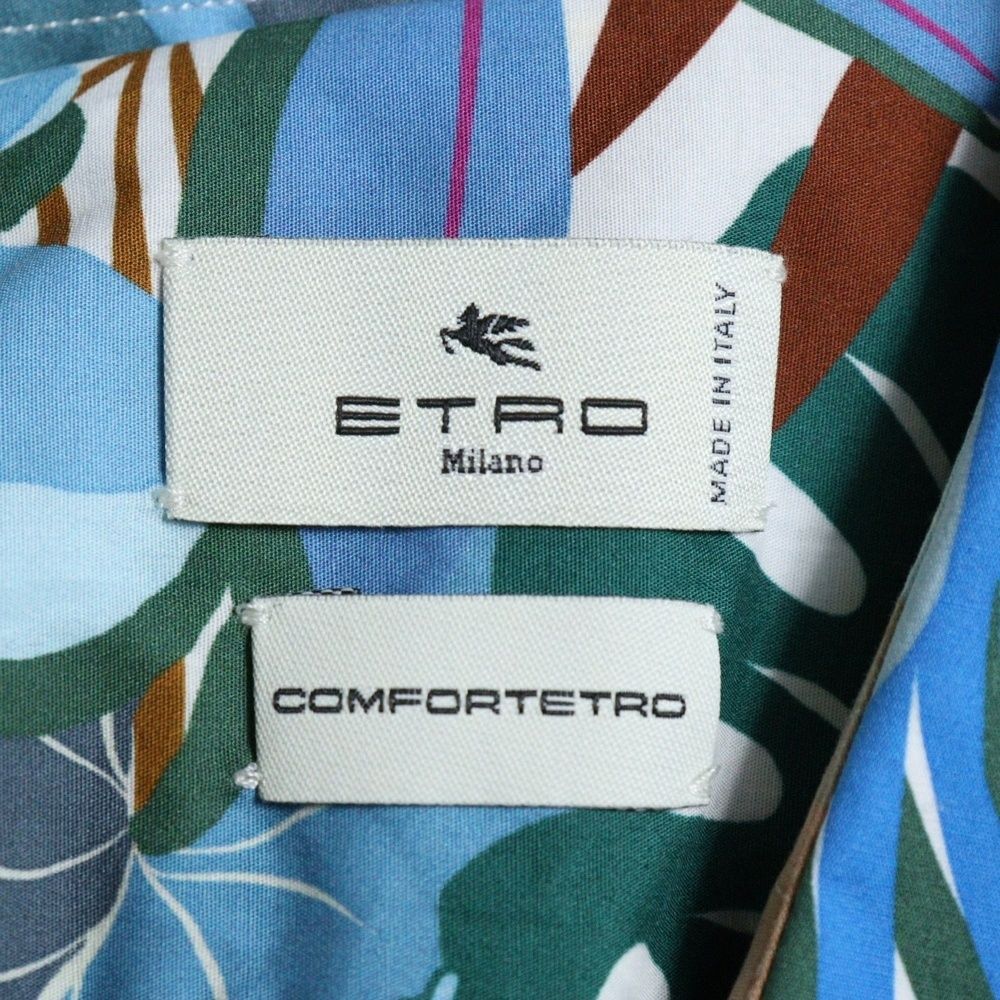 ETRO エトロ ハワイアン アロハ 総柄プリント コットン ロングスリーブ 長袖シャツ ブルー 221-13190-4759 メルカリ