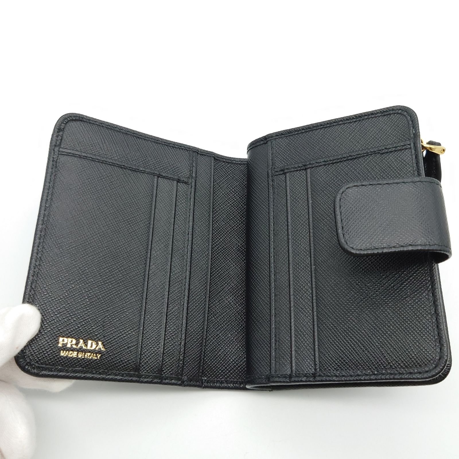 プラダ PRADA サフィアーノ 二つ折り財布 財布 ウォレット コンパクト ...