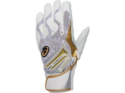 アシックス ＧＯＬＤＳＴＡＧＥ　バッティング用手袋 ＧＯＬＤ／ＷＨＩＴＥ 25