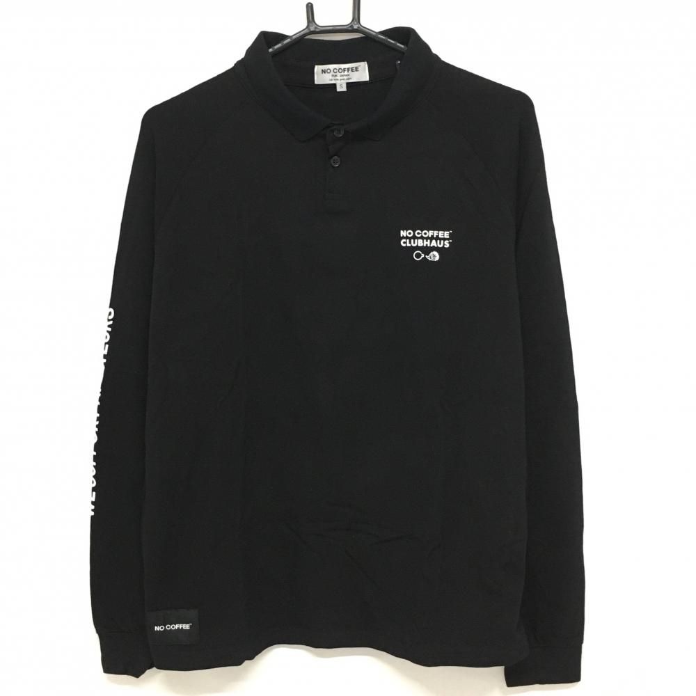 ☆SALE価格☆ノーコーヒー×クラブハウス 長袖ポロシャツ 黒×白 ☆SALE価格☆ノーコーヒー×クラブハウス 長袖ポロシャツ 黒×白