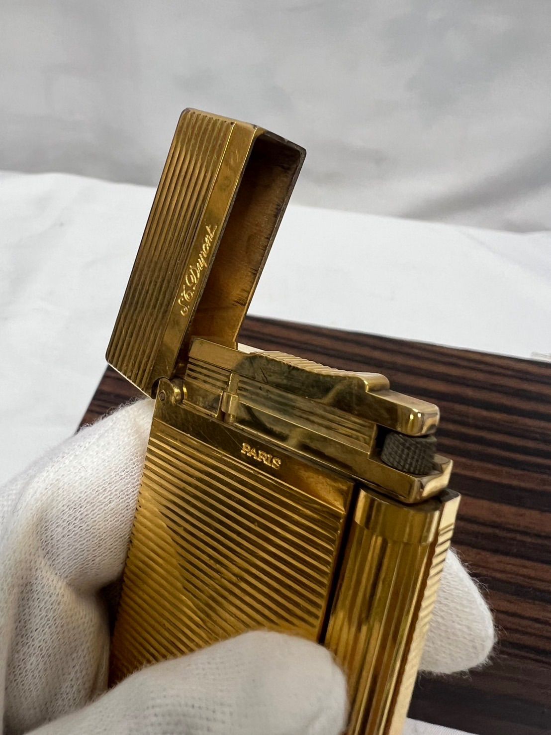 1円 送料350円 デュポン ギャッツビー ガスライター ゴールド 喫煙具 S.T.Dupont 同梱NG 中古 エス テー デュポン ライン1 ラージ ガスライター