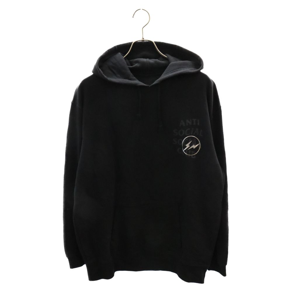ANTI SOCIAL SOCIAL CLUB (アンチソーシャルソーシャルクラブ) ×FRAGMENT DESIGN POP BY JUN バックプリント プルオーバーパーカー フーディー ブラック PPM-59110-C