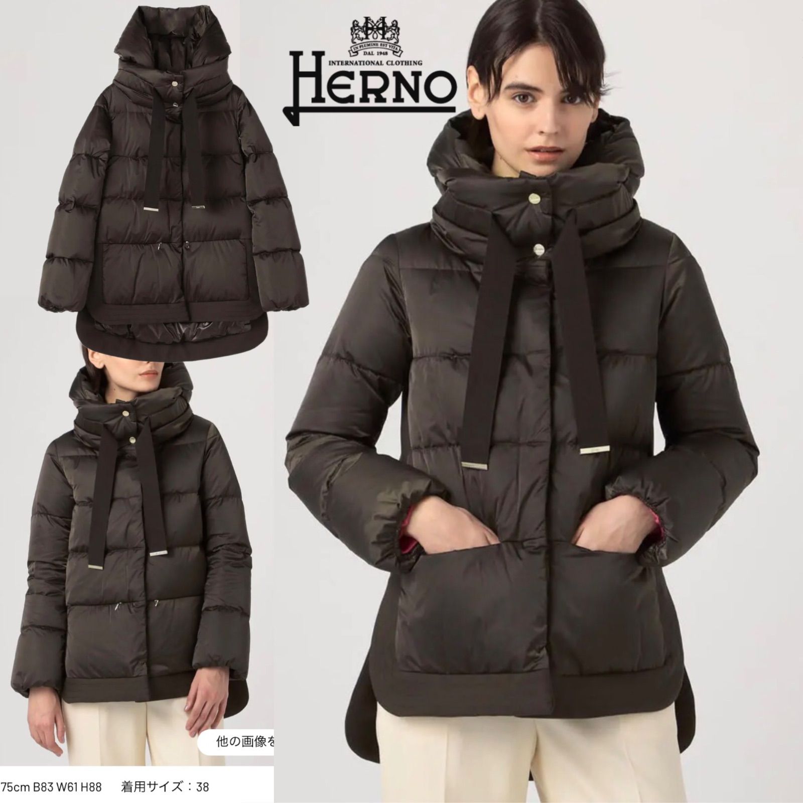HERNO(ヘルノ) PI001556D SATIN & CITY GLAMOUR コート Black