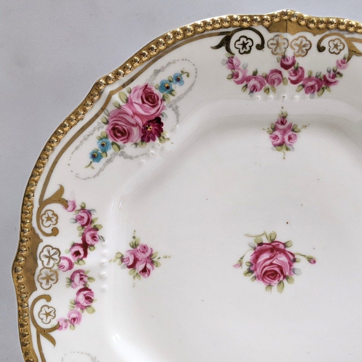 オールドノリタケ アールヌーボー様式 高級金盛上薔薇図紋