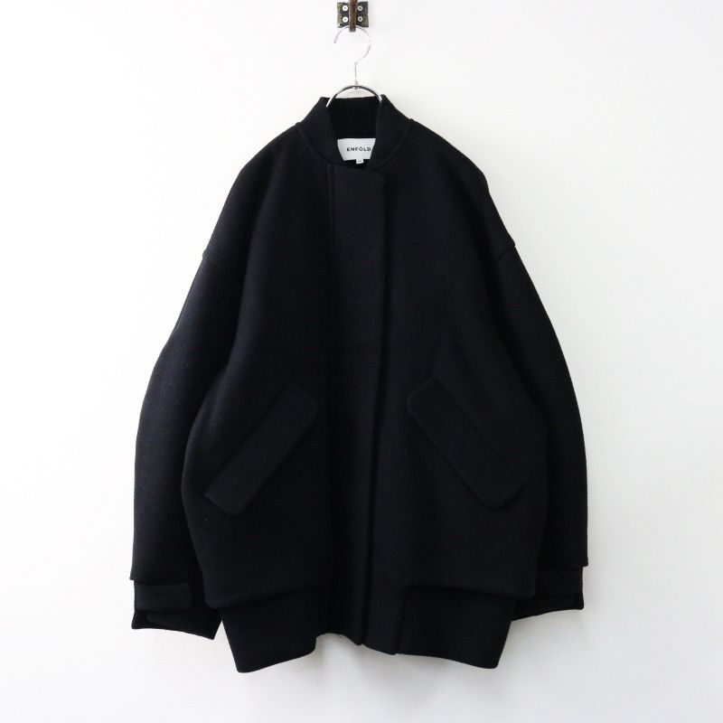 定価7.1万 2025AW エンフォルド ENFOLD STADIUM-JUMPER 38|ブラック スタジアムジャンパー ジャケット ウール 2400014408539