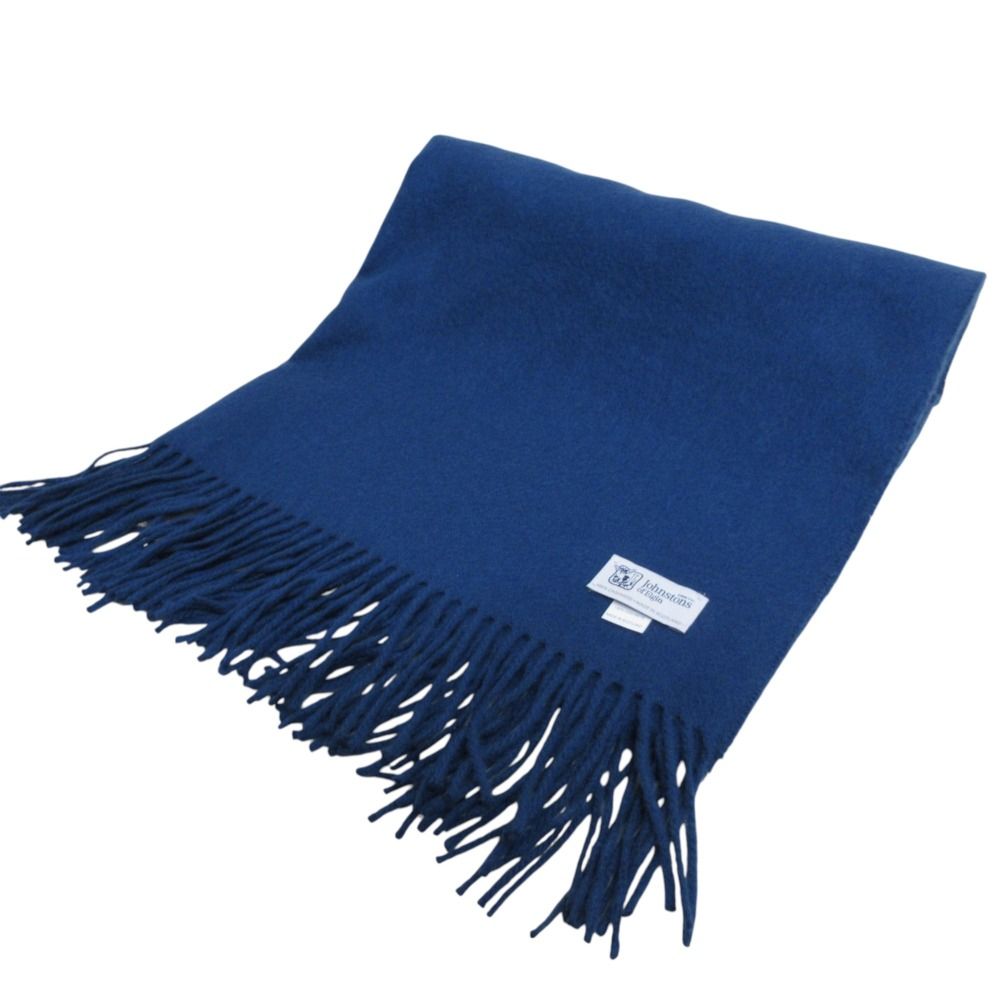 X181/美品 英国製 Johnstons of Elgin マフラー 青 Johnstons of Elgin JOHNSTONS OF ELGIN ジョンストンズ