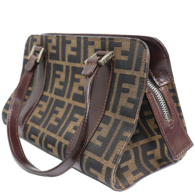 希少色 FENDI ズッカ ミニハンドバッグ キャンバスレザー シャイニーピンク フェンディ FENDI ズッカ柄 ミニハンドバッグ キャンバス レザー