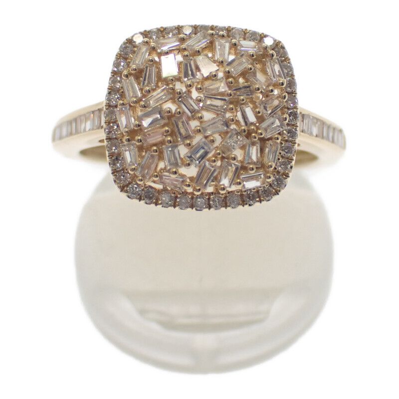 K18 D デザインジュエリー テーパーカットダイヤモンド リング 指輪 18  