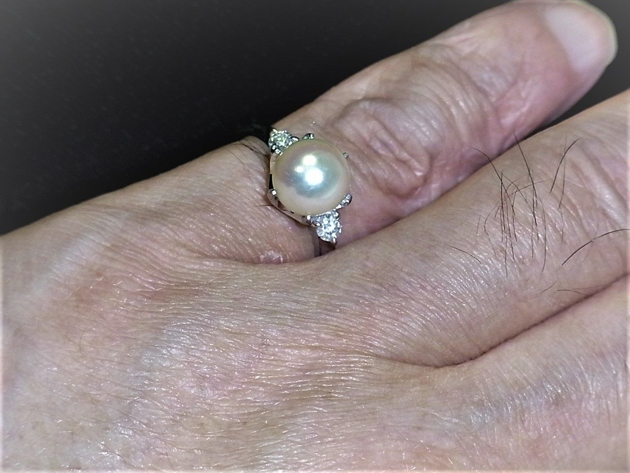 Pt900プラチナ リング 指輪 パール8mm アコヤ真珠 ダイヤ 0.20ct